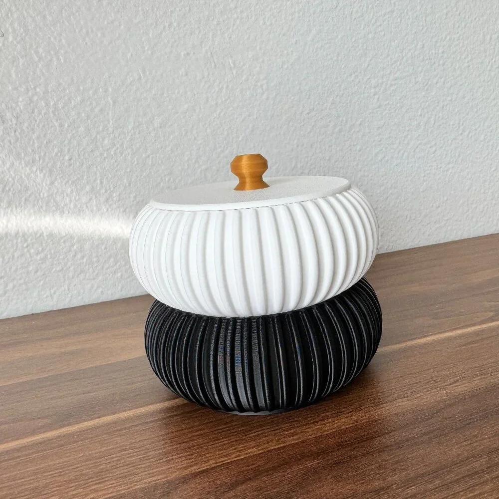 3D Printed Stackable Trinket Tray with Lid – Modern Black & White Design